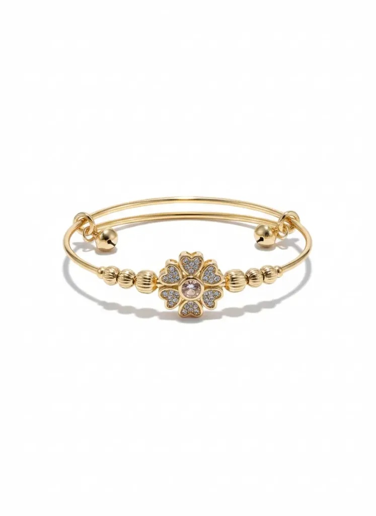 Golden Clover Heart Adjustable Bangle
